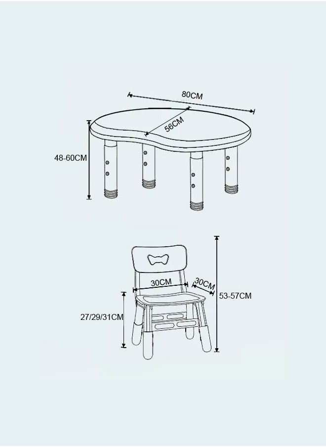 XIANGYU Peanut Shape Kids Desk And Chair Kid Adjust Adjustable Table Set  - Image 2