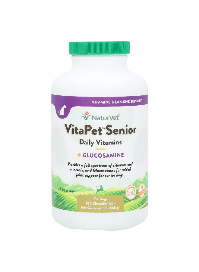 NaturVet NaturVet, VitaPet Senior, Daily Vitamins + Glucosamine, For Dogs, 180 Chewable Tabs, 1 lb (468 g)  - Image 1