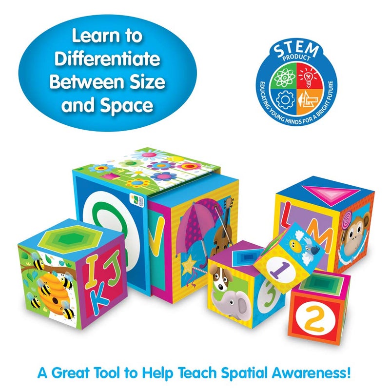 THE LEARNING JOURNEY Learning Journey International LLC Play & Learn - Stacking Cubes - STEM Toddler Toys & Gifts for Boys & Girls Ages 12 Months and Up - Mind Building Developmental Learning Toy, Multi (100257) - Image 3