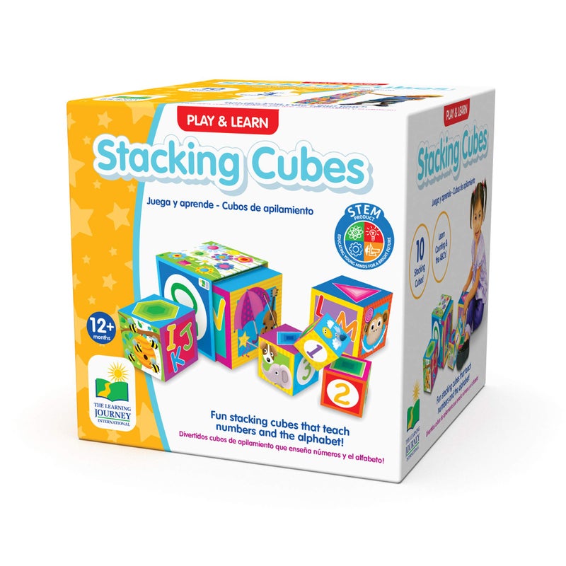 THE LEARNING JOURNEY Learning Journey International LLC Play & Learn - Stacking Cubes - STEM Toddler Toys & Gifts for Boys & Girls Ages 12 Months and Up - Mind Building Developmental Learning Toy, Multi (100257) - Image 4
