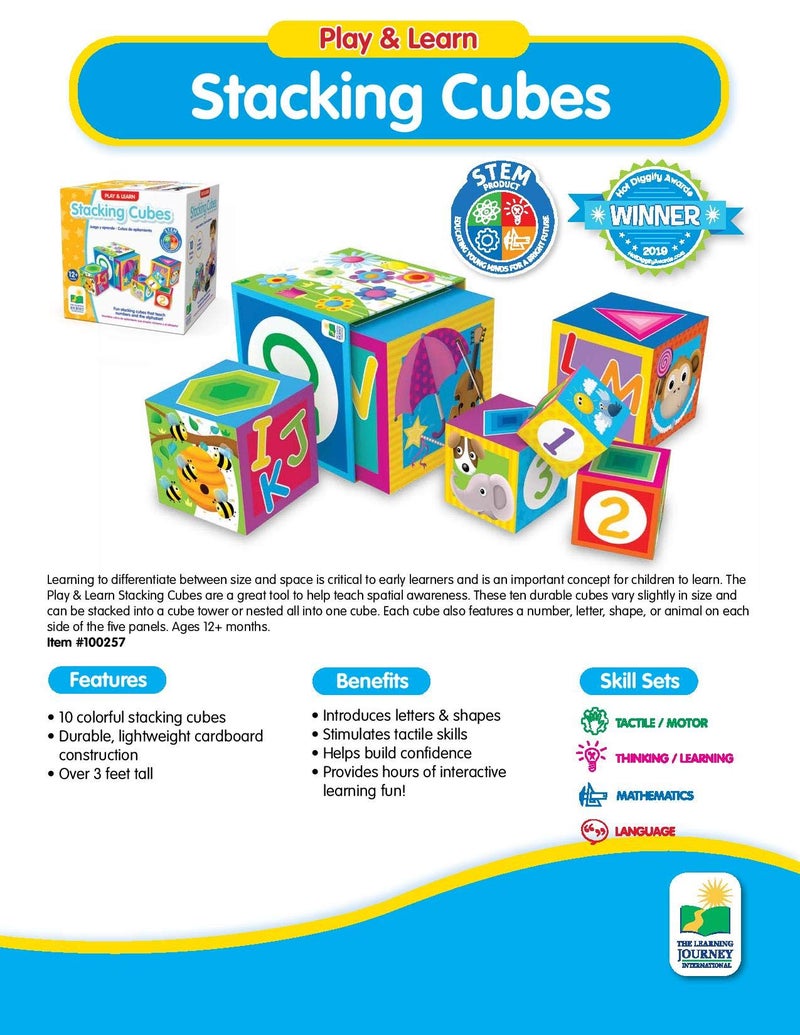 THE LEARNING JOURNEY Learning Journey International LLC Play & Learn - Stacking Cubes - STEM Toddler Toys & Gifts for Boys & Girls Ages 12 Months and Up - Mind Building Developmental Learning Toy, Multi (100257) - Image 5