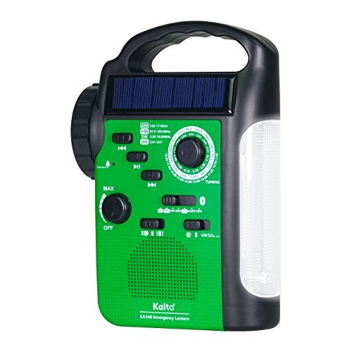 Kaito KA340 Solar Dynamo Hand Crank Rechargeable LED Camping Lantern for Emergency AM/FM/SW NOAA Weather Alert Solar Radio with Bluetooth, Flashlight, Phone Charger, MP3 Player & Siren (Green) - Image 2