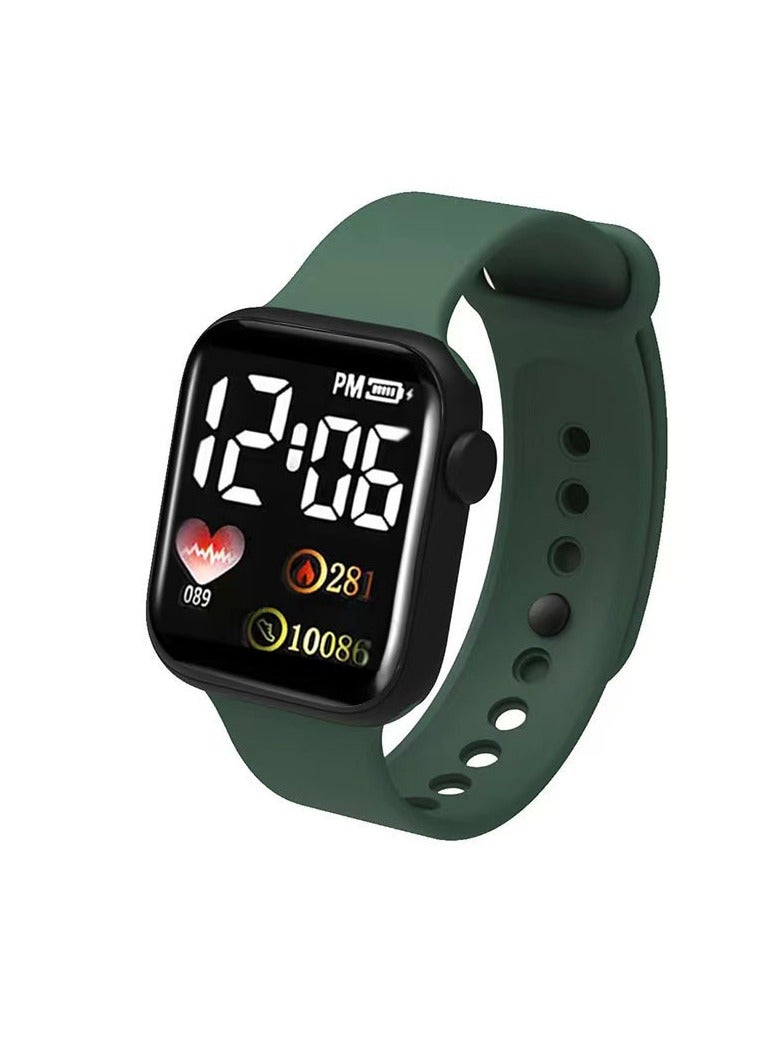 New Small Square Student Sports Watch LED Electronic Smart Electronic Watch (Green) - Image 1
