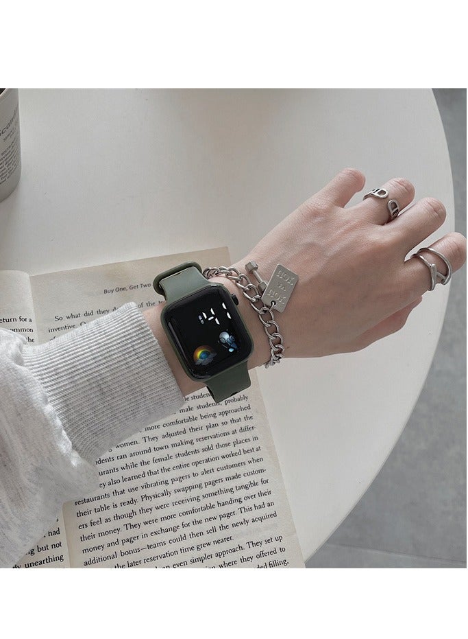 New Small Square Student Sports Watch LED Electronic Smart Electronic Watch (Green) - Image 3