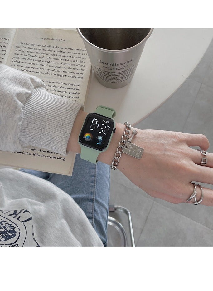 New Small Square Student Sports Watch LED Electronic Smart Electronic Watch (Green) - Image 2