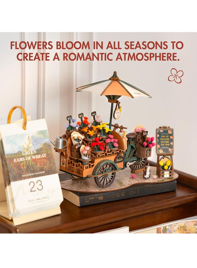 Robotime Rolife 3D Puzzle Wooden Blossom Cart Wooden Puzzle for Children Toy Model Kit DIY Kit Crafts for Adults Teenagers Technology Construction Kit Gifts for Home Decoration TGS03 - Image 3