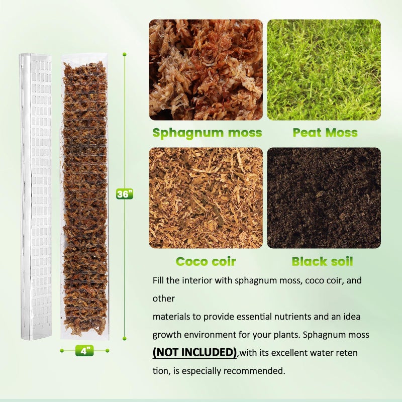 EOX 2 Pcs 36 Inch Plastic Moss Pole for Monstera, Large D Shaped Poles for Climbing Plants Work with Sphagnum Moss, 70 Inch Plant Stake Set of 2, Garden Ties - Image 2