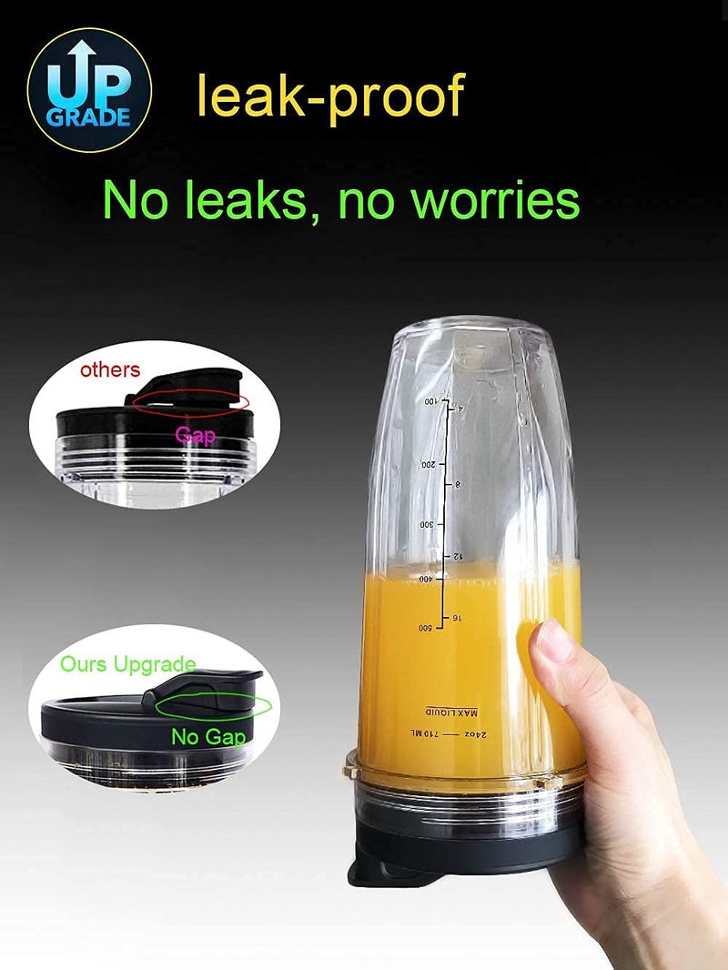 ABTER كوب خلاط نوتري نينجا بديل 24oz مع غطاء رشفة وختم لـ BL450 BL456 BL480 BL482 BL640 BL642 BL682 BN401 BN751 BN801 Foodi SS101 SS151 SS351 SS401 Ninja Blender Auto IQ Blade 2-Pack - Image 3