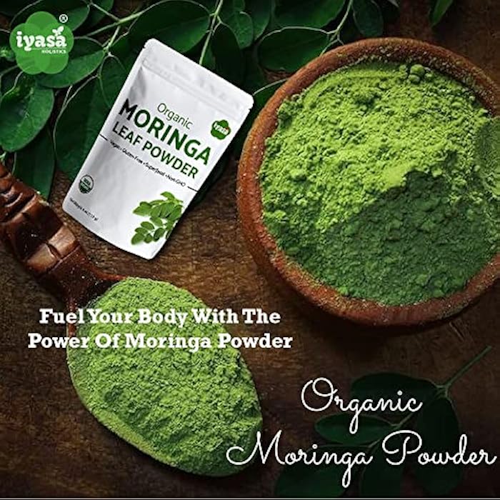 Iyasa Holistics Premium Organic Moringa Leaf Powder, Moringa Oleifera, Raw Superfood, Energy Booster, Great as Smoothie, Tea, Work out Supplement, Resealable Pouch, 8 oz/226 Grams - Image 4