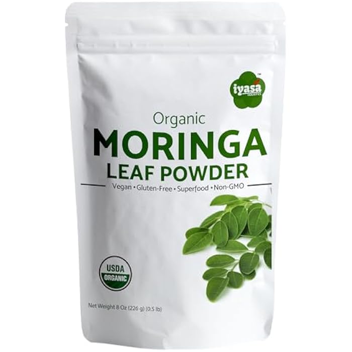 Iyasa Holistics Premium Organic Moringa Leaf Powder, Moringa Oleifera, Raw Superfood, Energy Booster, Great as Smoothie, Tea, Work out Supplement, Resealable Pouch, 8 oz/226 Grams - Image 2