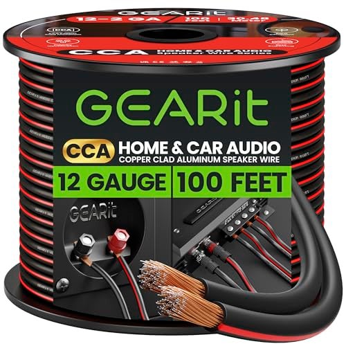GearIT 12AWG Speaker Wire, GearIT Pro Series 12 AWG Gauge Speaker Wire Cable (100 Feet / 30.48 Meters) Great Use for Home Theater Speakers and Car Speakers Black - Image 1