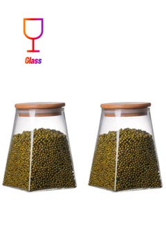 1Chase Borosilicate Glass Jar Rectangle with Bamboo Lids 550 ML  - Image 1