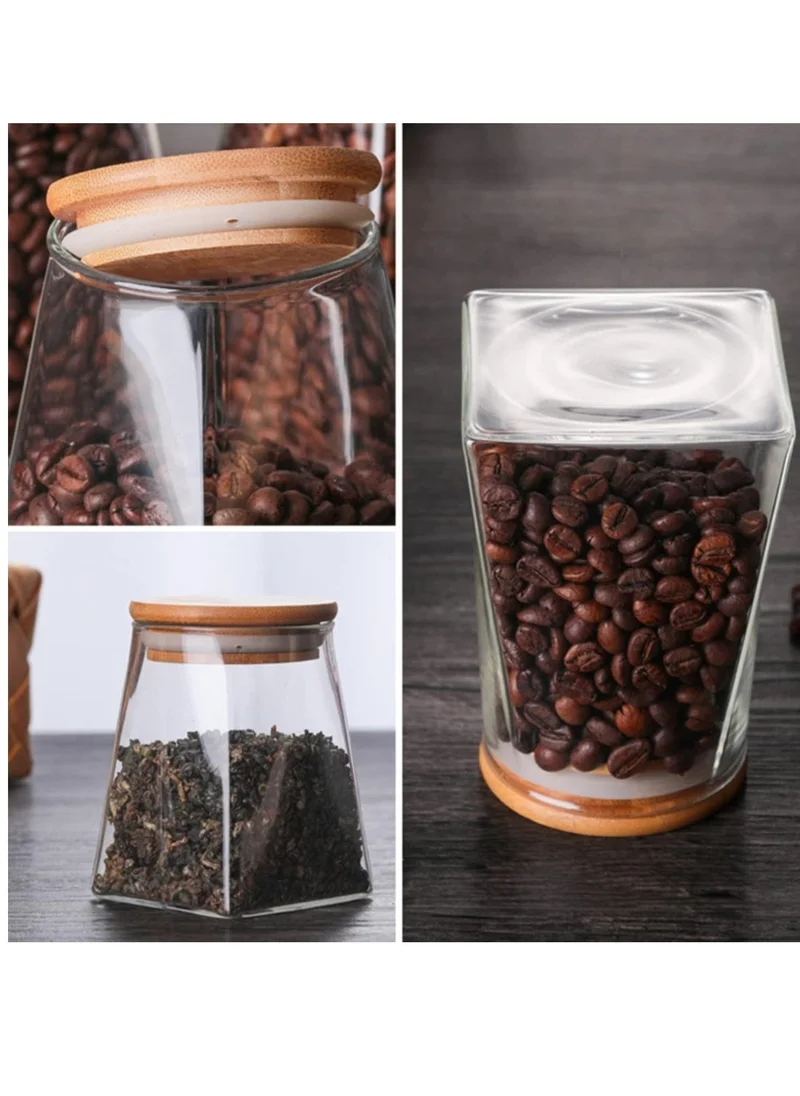 1Chase Borosilicate Glass Jar Rectangle with Bamboo Lids 550 ML