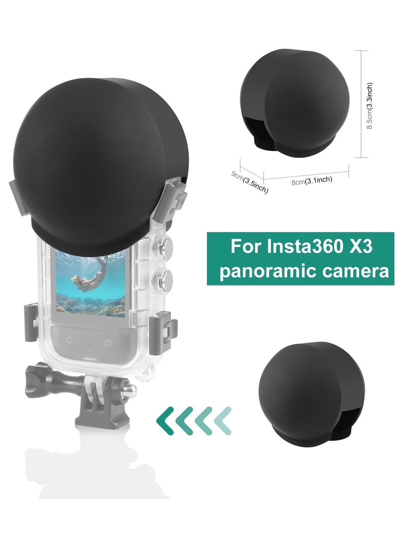 SYOSI Lens Cap Compatible with Insta360 X3 Camera, Invisible Dive Case Lens Guard Silicone Protective Cover Anti-Scratch Lens Protector Case Accessories (Black) - Image 2
