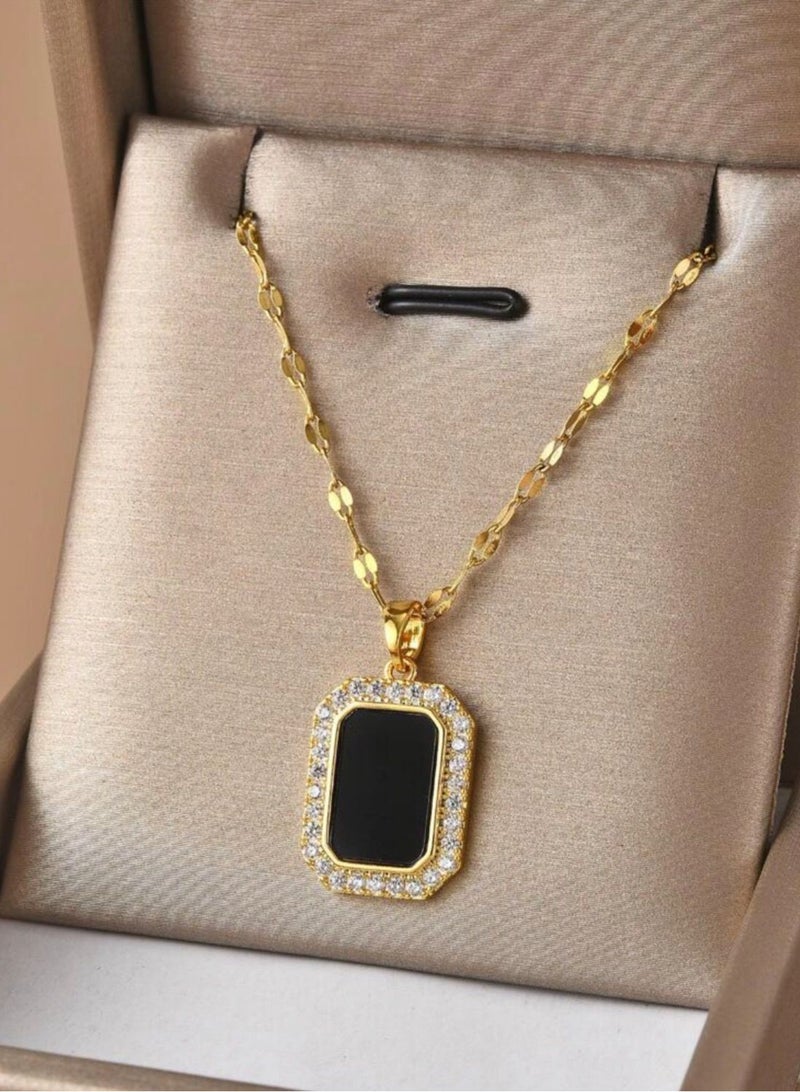 sixtyfour Elegant Stainless Steel Gold Plated Necklace For Women - Image 1