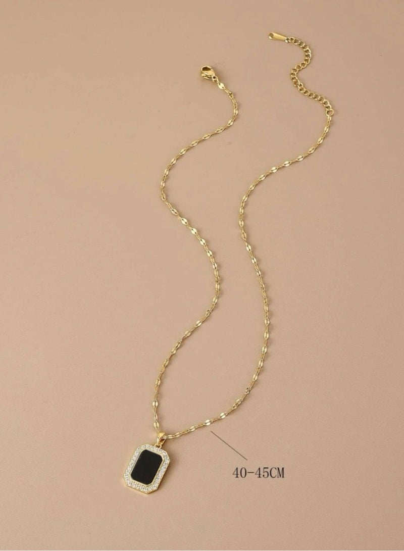 sixtyfour Elegant Stainless Steel Gold Plated Necklace For Women - Image 3