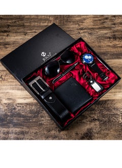 JESOU 6-in-1 Deluxe Gift Set: Sunglasses, Belt, Wallet, Keychain, Signature Pen, and Large Dial Quartz Watch.  - Image 2