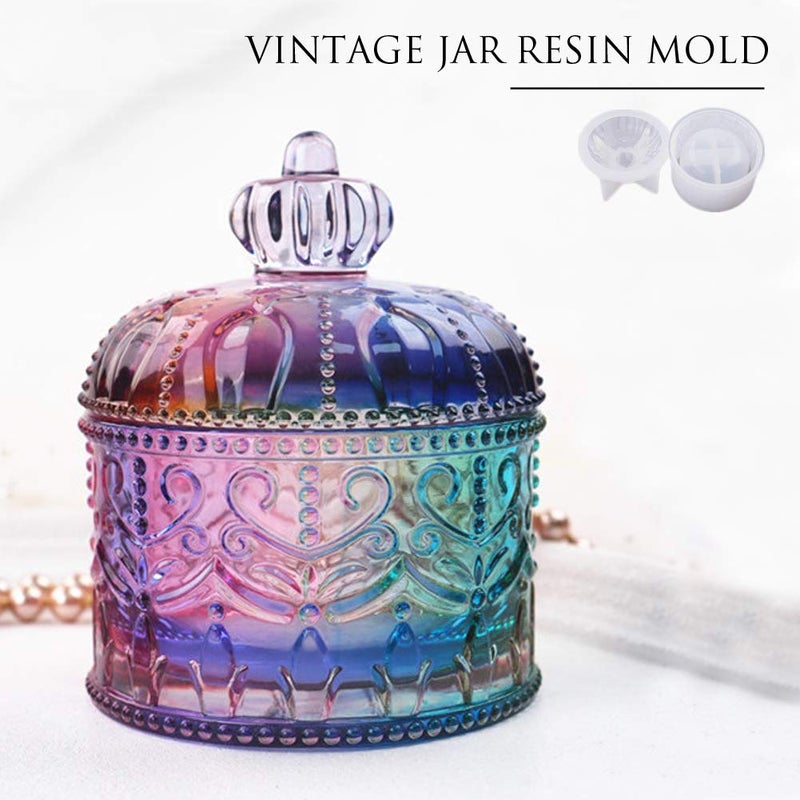 Wehous Vintage Jar Resin Mold with Lid Silicone Storage Box Mould for Epoxy Casting DIY Resin Crafts Kits Rustic Bottle Display Jewelry Trinket Container Candle Holder Home Decor Organizer Gift - Image 3