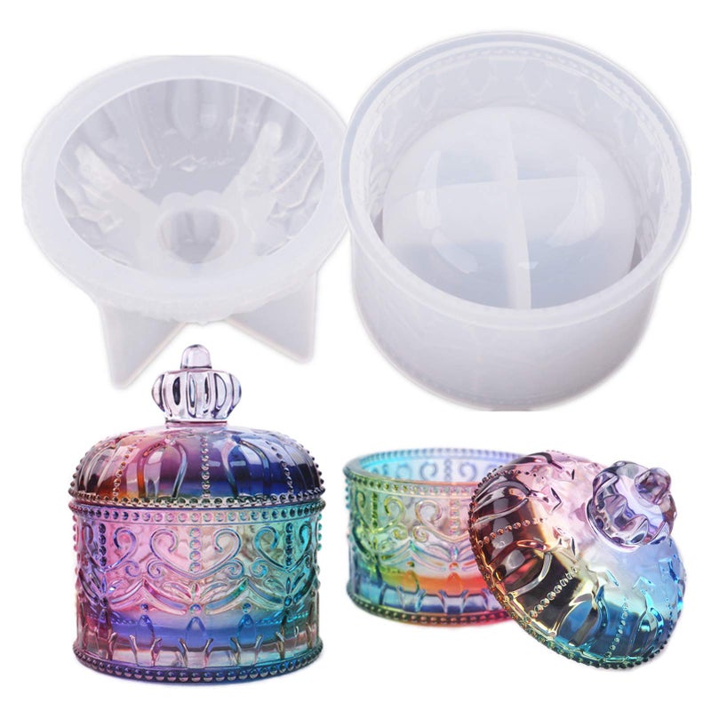 Wehous Vintage Jar Resin Mold with Lid Silicone Storage Box Mould for Epoxy Casting DIY Resin Crafts Kits Rustic Bottle Display Jewelry Trinket Container Candle Holder Home Decor Organizer Gift - Image 1