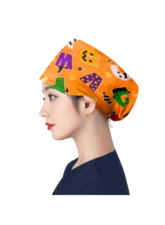 NIBEMINENT Women's Long Hair Nursing Cap Cotton Adjustable Medical Hospital Surgical Cap Unisex Anesthesiologist Nurse Working Scrub Caps