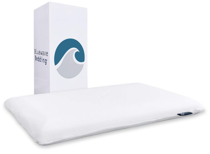 Bluewave Bedding وسادة بلوويف هايبر سليم من رغوة الذاكرة الهلامية للنوم على البطن والظهر - تصميم رقيق ومسطح لمحاذاة الرقبة ونوم أعمق (ارتفاع 2.25 بوصة، حجم قياسي) - Image 1