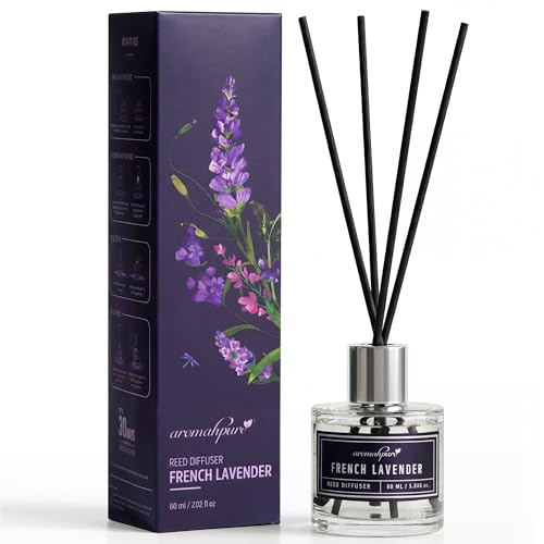 Aromahpure Premium Reed Diffuser Set 60 ML with 4 Fiber Reed Sticks | French Lavender Long Lasting Upto 35 Days | Room Freshener for Bedroom, Washroom, Office | Toxin Free, Aromatherapy, Stress Relief - Image 1