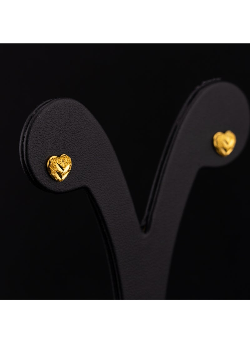 AAZ Jewellery L.L.C - Heart Studs 22K Gold Earrings - Image 1