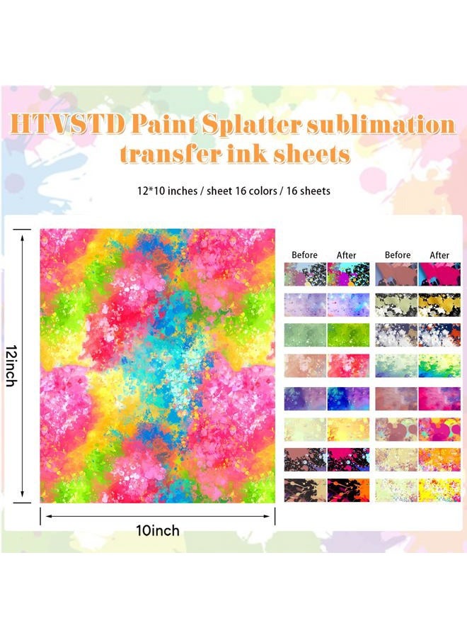 HTVSTD Colorful Splash Sublimation Transfer Ink Paper 16 Sheets 12inches * 10inches Watercolor Sublimation Paper Transfer Sheets for Mugs Tumblers DIY - Image 2