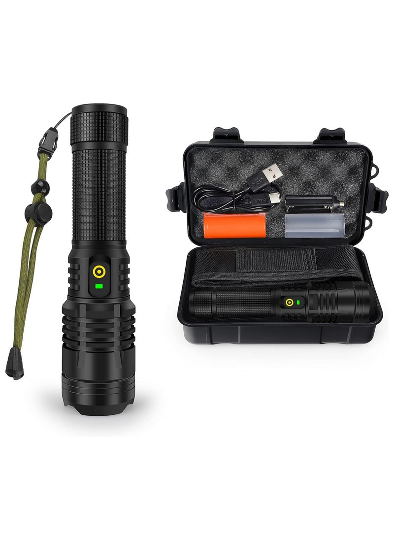 Generic 12000 Lumen Flashlight,USB Rechargeable Flashlight,High Powered Handheld LED Flashlight, Super Bright Flash Light,5 Modes for Emergency,Hiking,with Holster  - Image 1