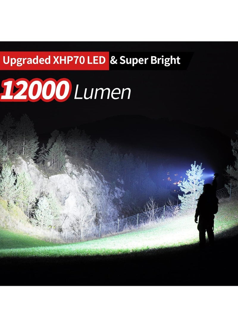 Generic 12000 Lumen Flashlight,USB Rechargeable Flashlight,High Powered Handheld LED Flashlight, Super Bright Flash Light,5 Modes for Emergency,Hiking,with Holster  - Image 2