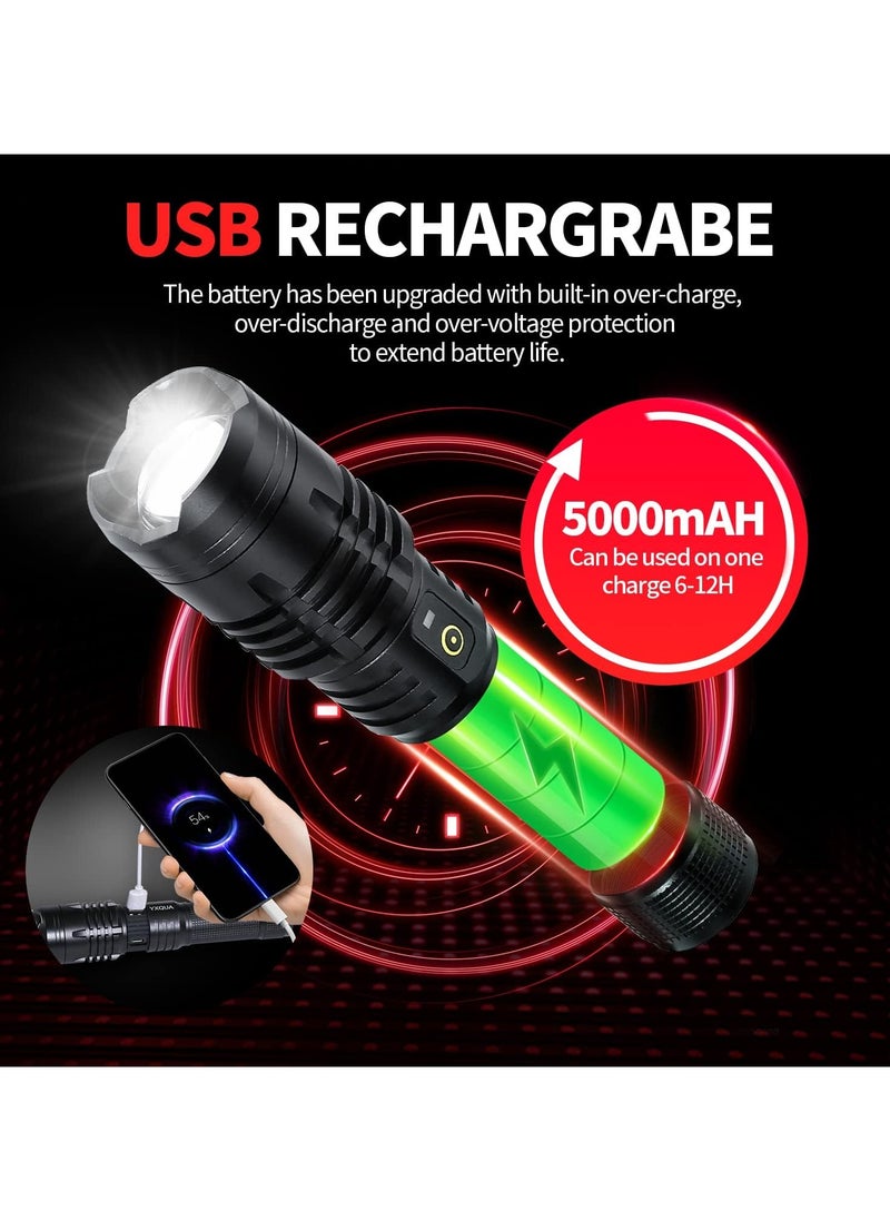 Generic 12000 Lumen Flashlight,USB Rechargeable Flashlight,High Powered Handheld LED Flashlight, Super Bright Flash Light,5 Modes for Emergency,Hiking,with Holster  - Image 3