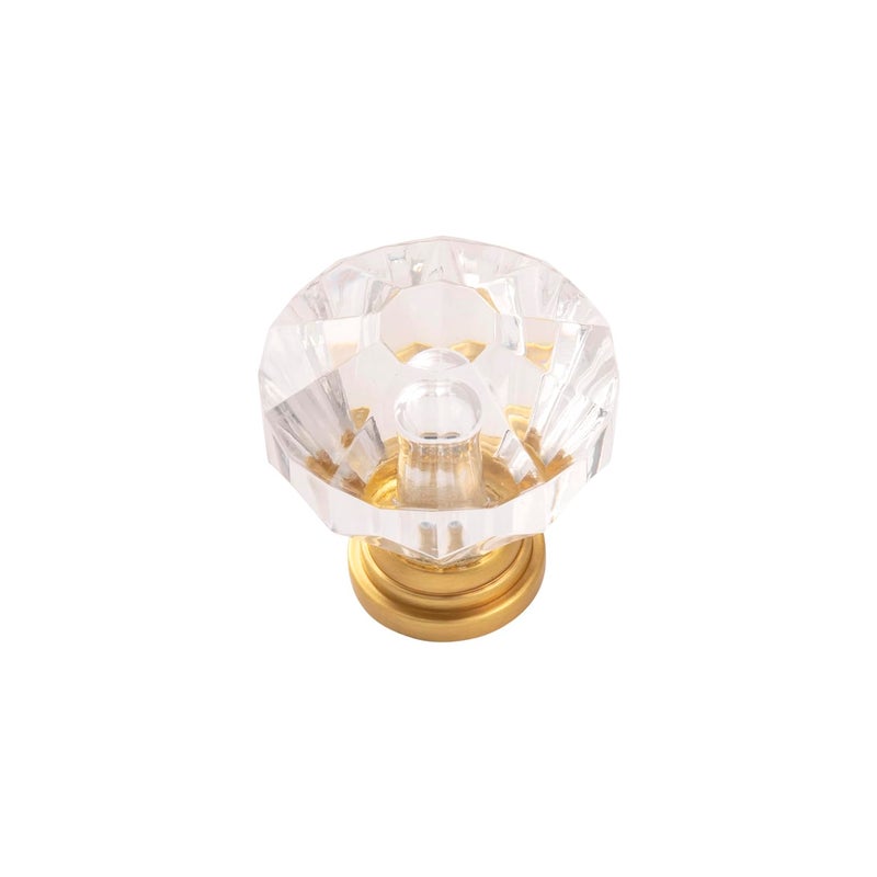 Hickory Hardware Crystal Palace Collection Knob 114 Inch Diameter Crysacrylic with Brushed Golden Brass Finish 10 Pack