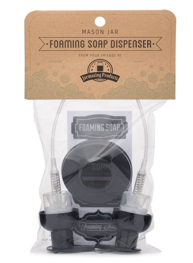 Jarmazing Products Mason Jar Foaming Soap Dispenser Lids - Includes Waterproof Stickers! Black - 2 Pack - Image 3