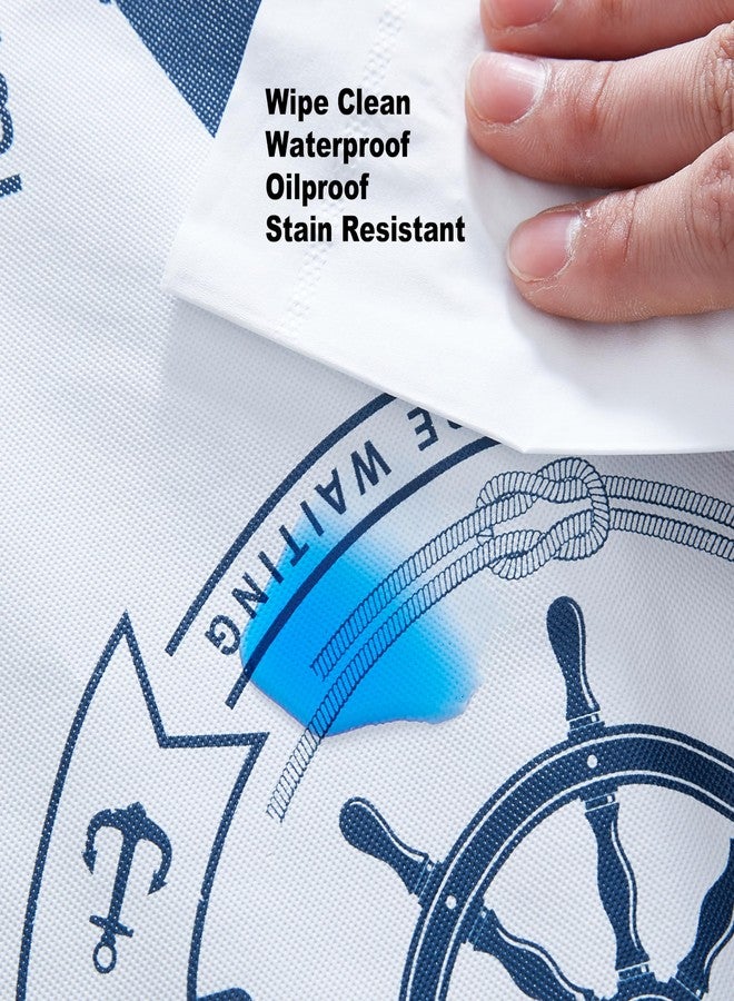 Newbridge Nautical Blue 60 x 84 Inch Rectangle Vinyl Tablecloth with Flannel Backing, Sailing Club, Waterproof, Soil Resistant Dining Room, Party and Banquet Table Cover - Image 4