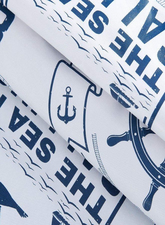 Newbridge Nautical Blue 60 x 84 Inch Rectangle Vinyl Tablecloth with Flannel Backing, Sailing Club, Waterproof, Soil Resistant Dining Room, Party and Banquet Table Cover - Image 3