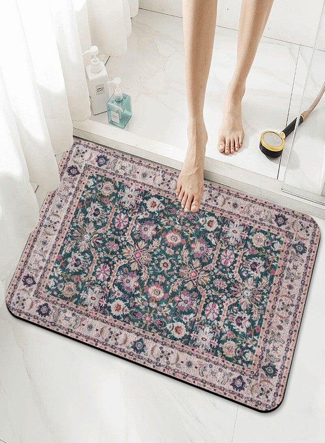 Identiy Bathroom Rug, Pink Abstract Floral Boho Carpet Bath Mat for Tub Non Slip, Soft Absorbent Easy Clean Quick Dry Bathroom Mat for Tub Shower Home Decor 17x29 inch - Image 1