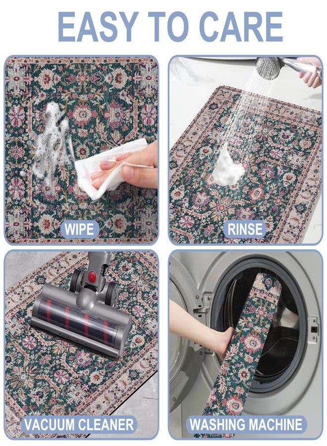 Identiy Bathroom Rug, Pink Abstract Floral Boho Carpet Bath Mat for Tub Non Slip, Soft Absorbent Easy Clean Quick Dry Bathroom Mat for Tub Shower Home Decor 17x29 inch - Image 5