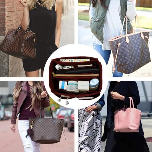 OMYSTYLE Darkred Large Organizer Insert, Felt Tote Bag Organizer Insert with 5 Sizes, Handbag Dividers for Inside Purse, Compatible with Longchamp, Neverful, Speedy and More - Image 5