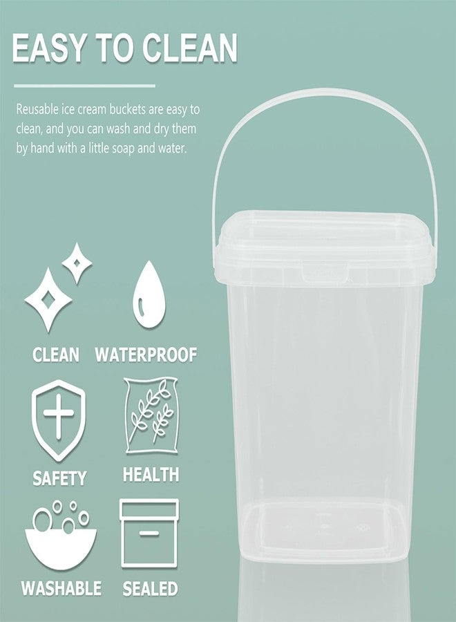 هيموتون دلو تخزين صغير من هيموتون مع غطاء، أبعاده 3.74 × 3.74 × 3.38 بوصة، حاوية بلاستيكية شفافة قابلة لإعادة الاستخدام لحفظ الزبادي المجمد والمربى والطعام - Image 5