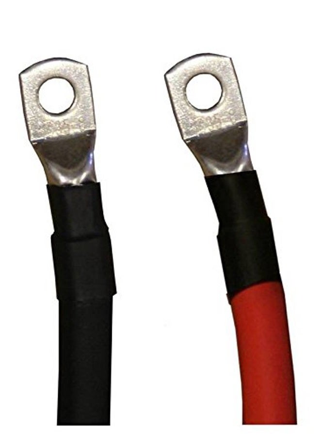 WindyNation 1/0 AWG Gauge Red + Black Pure Copper Battery Inverter Cables Solar, RV, Car, Boat 12 in 3/8 in Lugs - Image 2
