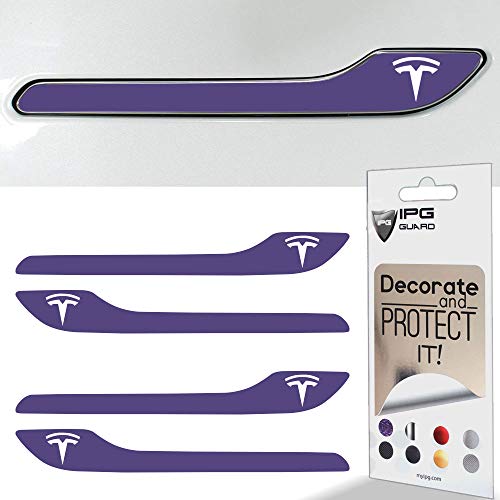 IPG for Tesla Model 3 / Model Y Door Handle Decal Sticker Wrap Kit (Set of 4) with Tesla Logo (Lavander) - Image 2