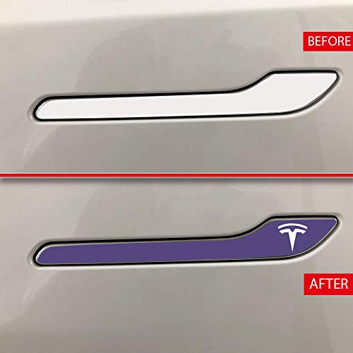 IPG for Tesla Model 3 / Model Y Door Handle Decal Sticker Wrap Kit (Set of 4) with Tesla Logo (Lavander) - Image 4