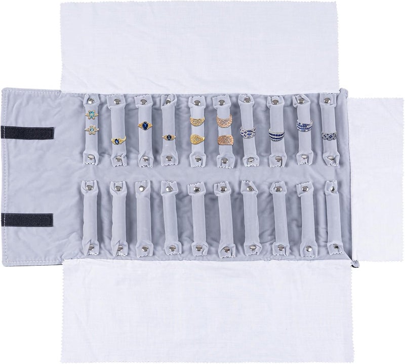 WODISON Travel Velvet Jewelry Roll Organizer for Earrings, Rings, and Necklaces - Image 1