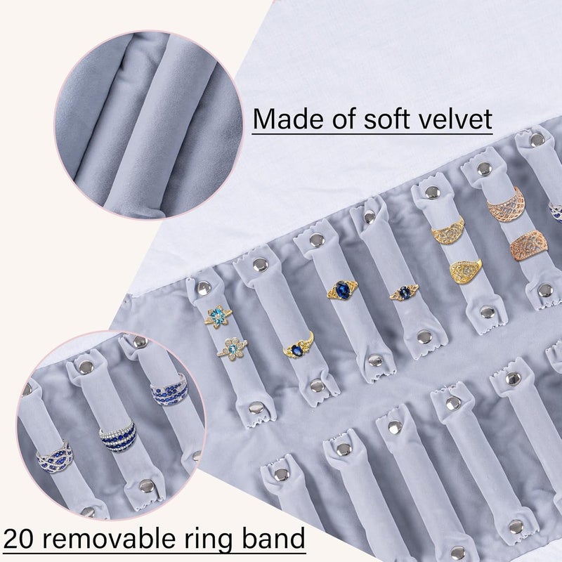 WODISON Travel Velvet Jewelry Roll Organizer for Earrings, Rings, and Necklaces - Image 4