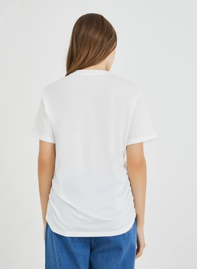 Take Two Take Two Asymmetric Hem Ruched Detail T-Shirt