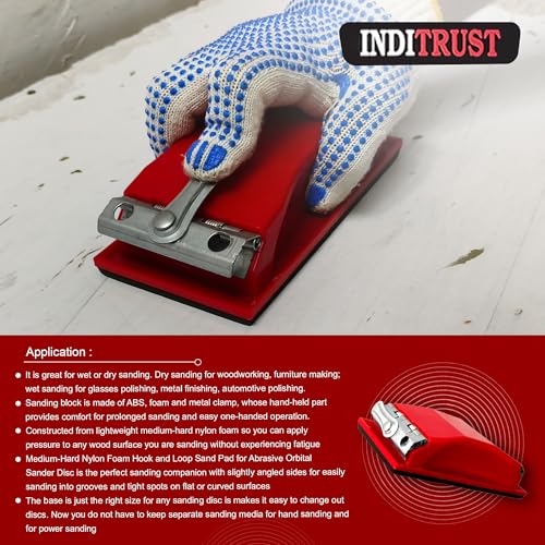 Inditrust Plastic Hand Sanding Block with Clip on Fitting Sanding, Block Sander Pad for Wood Glasses Car Furniture Finishing Sanding Sheets Holder Clamp (1 Pc) - Image 3