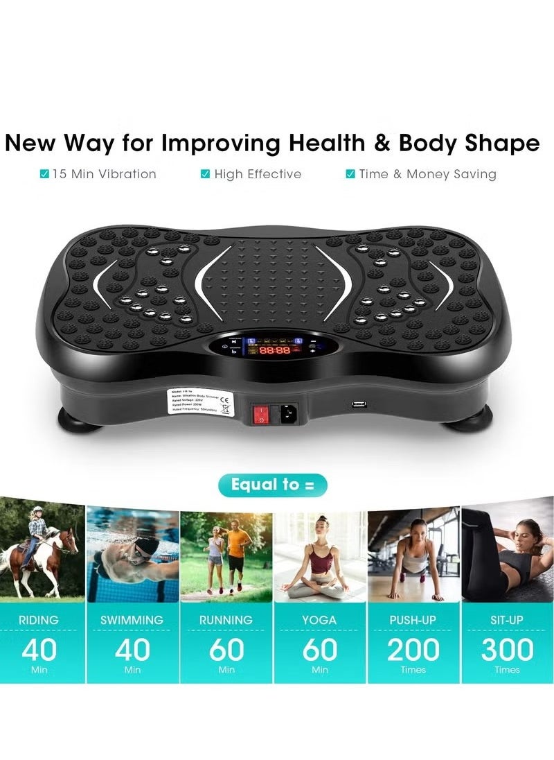 Monda - Vibration Plates, Vibration Fitness Exercise Machine for Home Use, with Bluetooth Speaker, 5 Program Modes, 2 Resistance Bands, Vibration Fitness Trainer, 330lb Max Load - Image 1