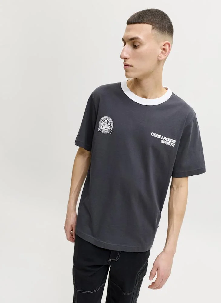 JACK & JONES Asphalt Logo Crew Neck T-Shirt for Men | Best Price UAE