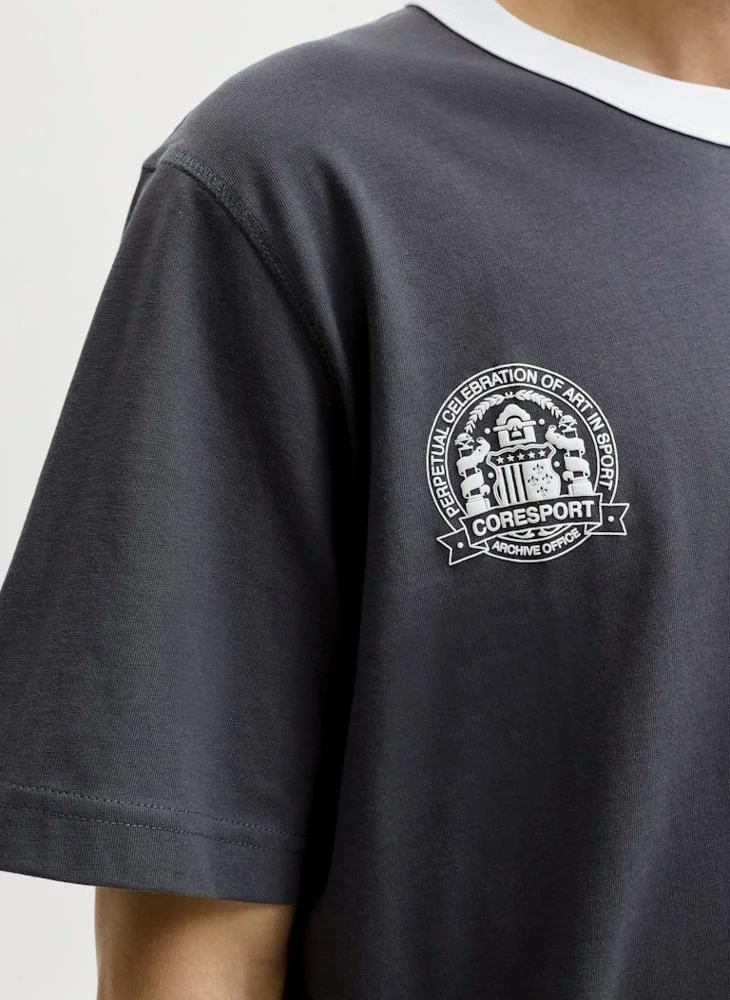 JACK & JONES Asphalt Logo Crew Neck T-Shirt for Men | Best Price UAE