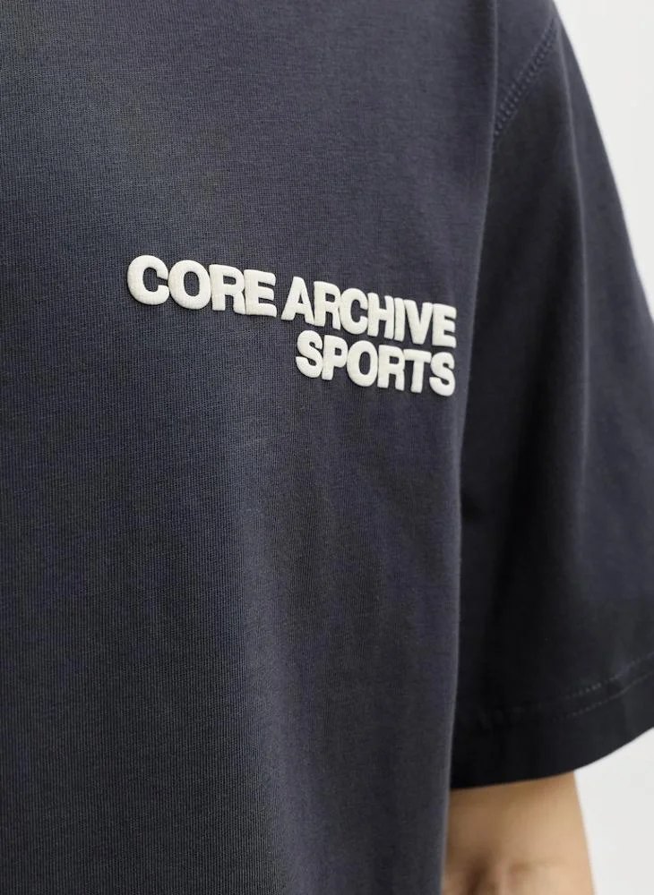 JACK & JONES Asphalt Logo Crew Neck T-Shirt for Men | Best Price UAE